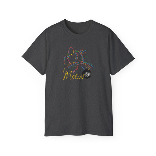 Meow - Neon 8 Ball Cat - Unisex Cotton T-Shirt - BFLY BILLIARDS
