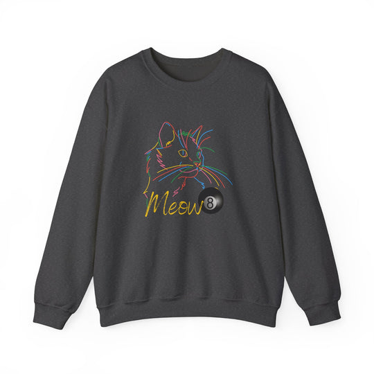 Meow - Neon 8 Ball Cat - Unisex Crewneck Sweatshirt - BFLY BILLIARDS