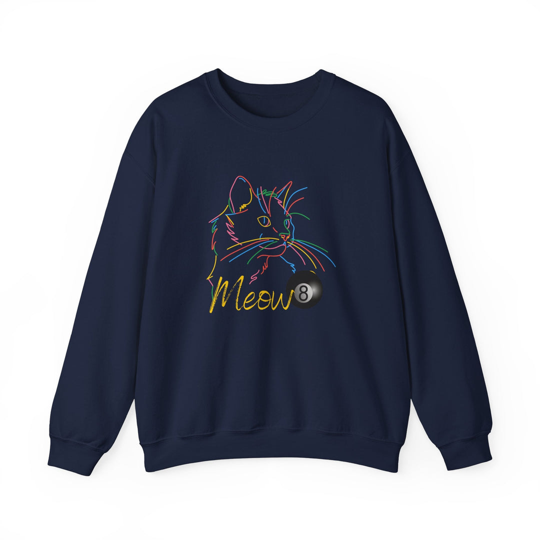 Meow - Neon 8 Ball Cat - Unisex Crewneck Sweatshirt - BFLY BILLIARDS