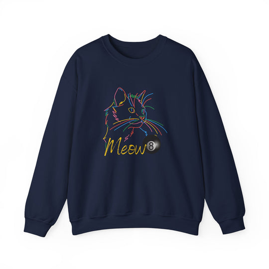 Meow - Neon 8 Ball Cat - Unisex Crewneck Sweatshirt - BFLY BILLIARDS
