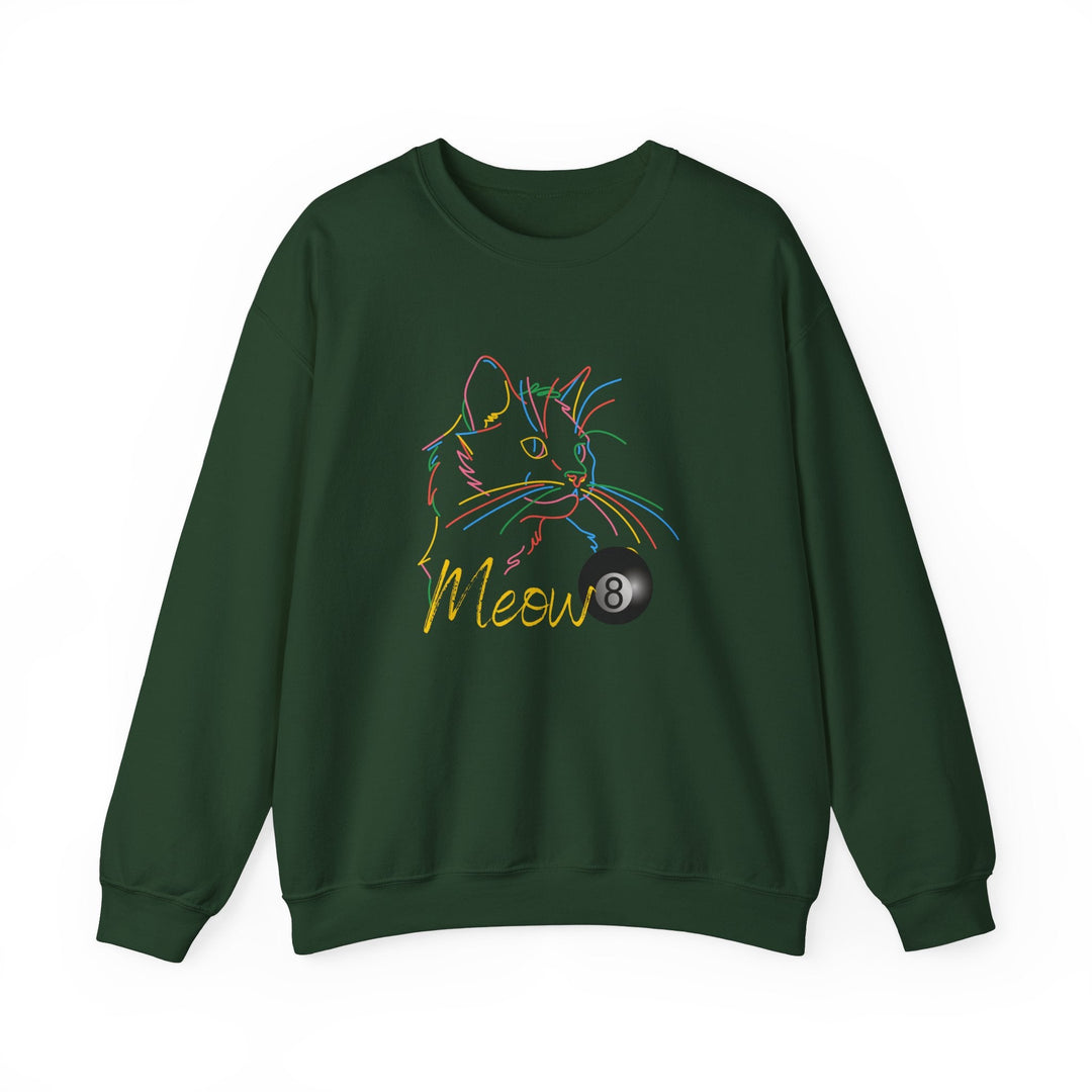 Meow - Neon 8 Ball Cat - Unisex Crewneck Sweatshirt - BFLY BILLIARDS