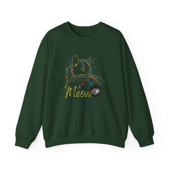 Meow - Neon 8 Ball Cat - Unisex Crewneck Sweatshirt - BFLY BILLIARDS