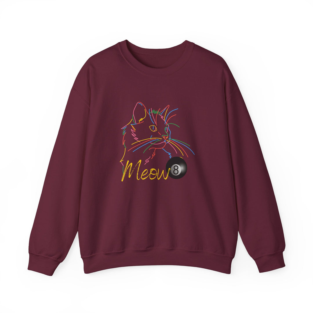 Meow - Neon 8 Ball Cat - Unisex Crewneck Sweatshirt - BFLY BILLIARDS
