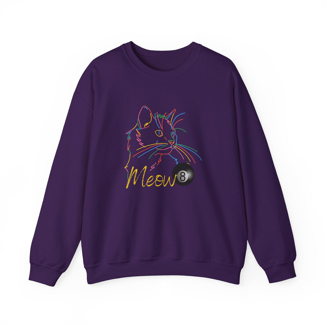 Meow - Neon 8 Ball Cat - Unisex Crewneck Sweatshirt - BFLY BILLIARDS