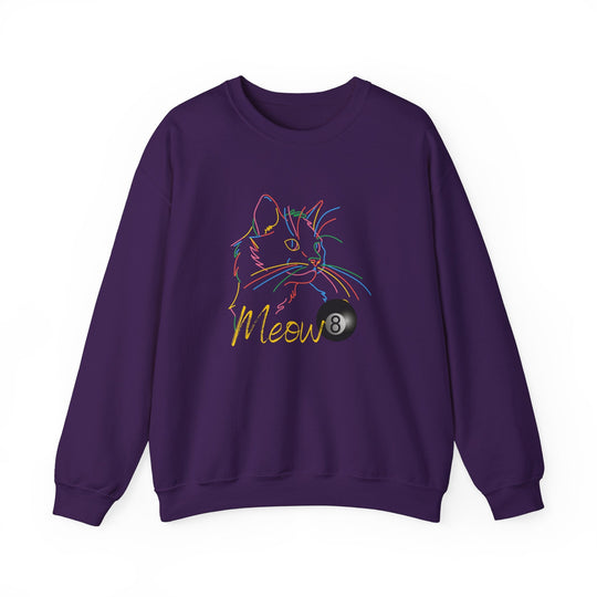Meow - Neon 8 Ball Cat - Unisex Crewneck Sweatshirt - BFLY BILLIARDS