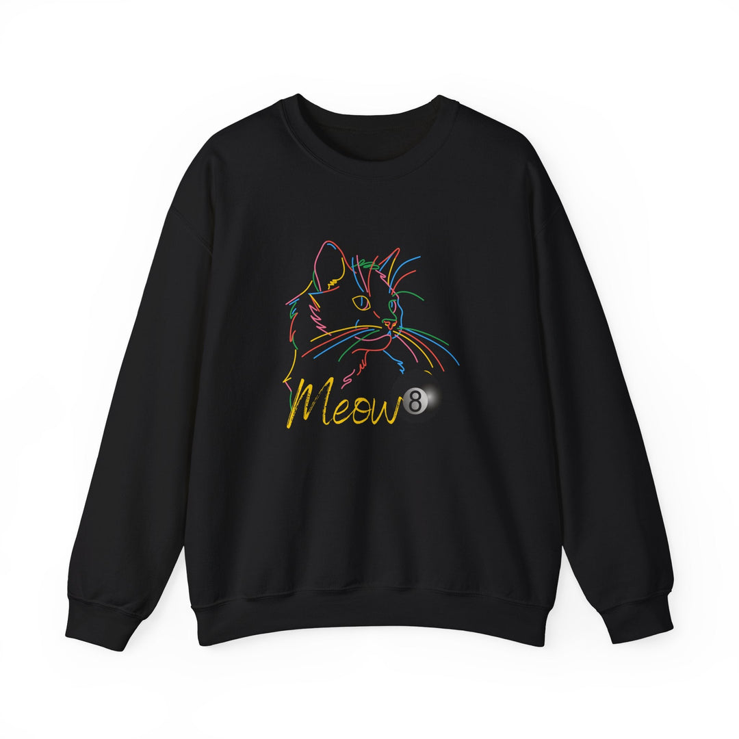 Meow - Neon 8 Ball Cat - Unisex Crewneck Sweatshirt - BFLY BILLIARDS