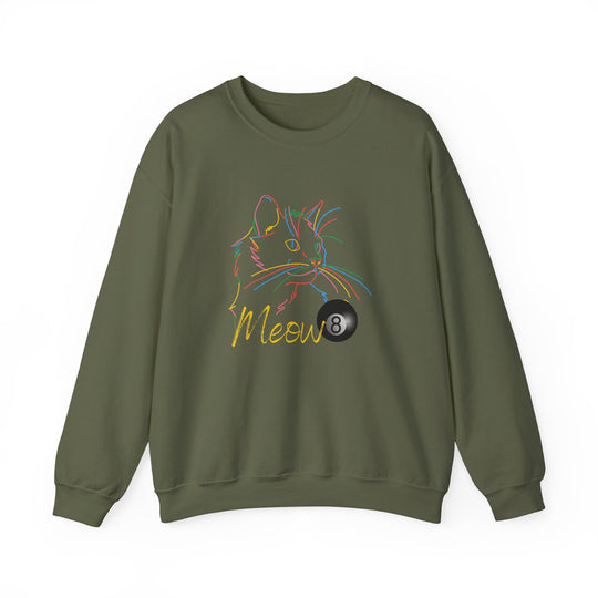 Meow - Neon 8 Ball Cat - Unisex Crewneck Sweatshirt - BFLY BILLIARDS