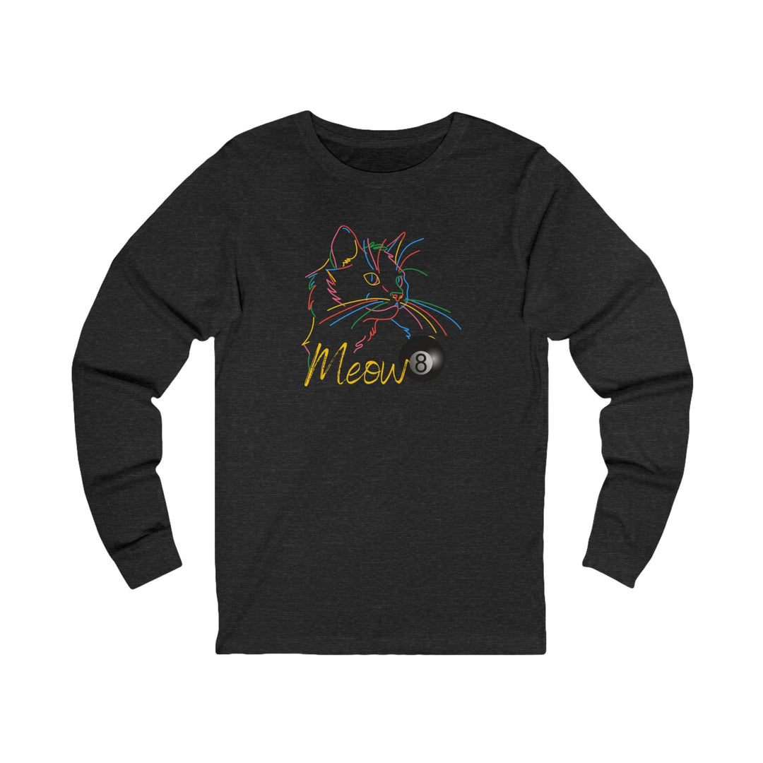 Meow - Neon 8 Ball Cat - Unisex Long Sleeve Tee - BFLY BILLIARDS