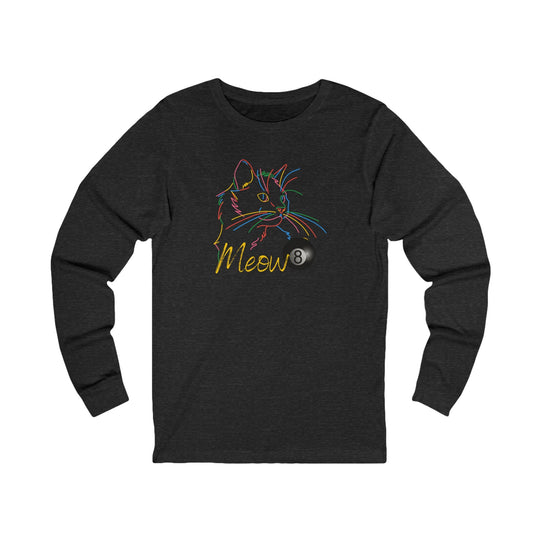 Meow - Neon 8 Ball Cat - Unisex Long Sleeve Tee - BFLY BILLIARDS