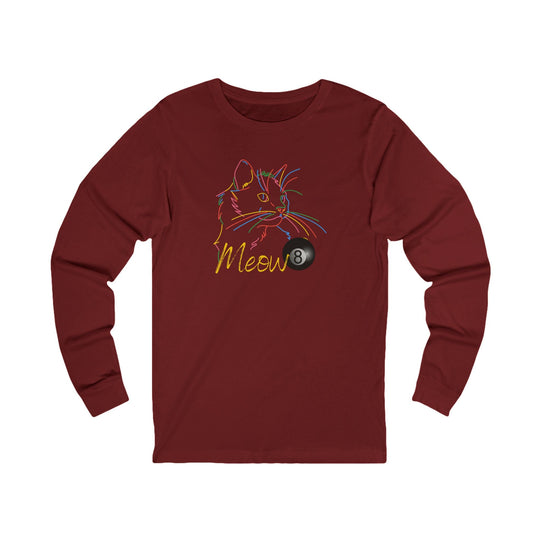 Meow - Neon 8 Ball Cat - Unisex Long Sleeve Tee - BFLY BILLIARDS