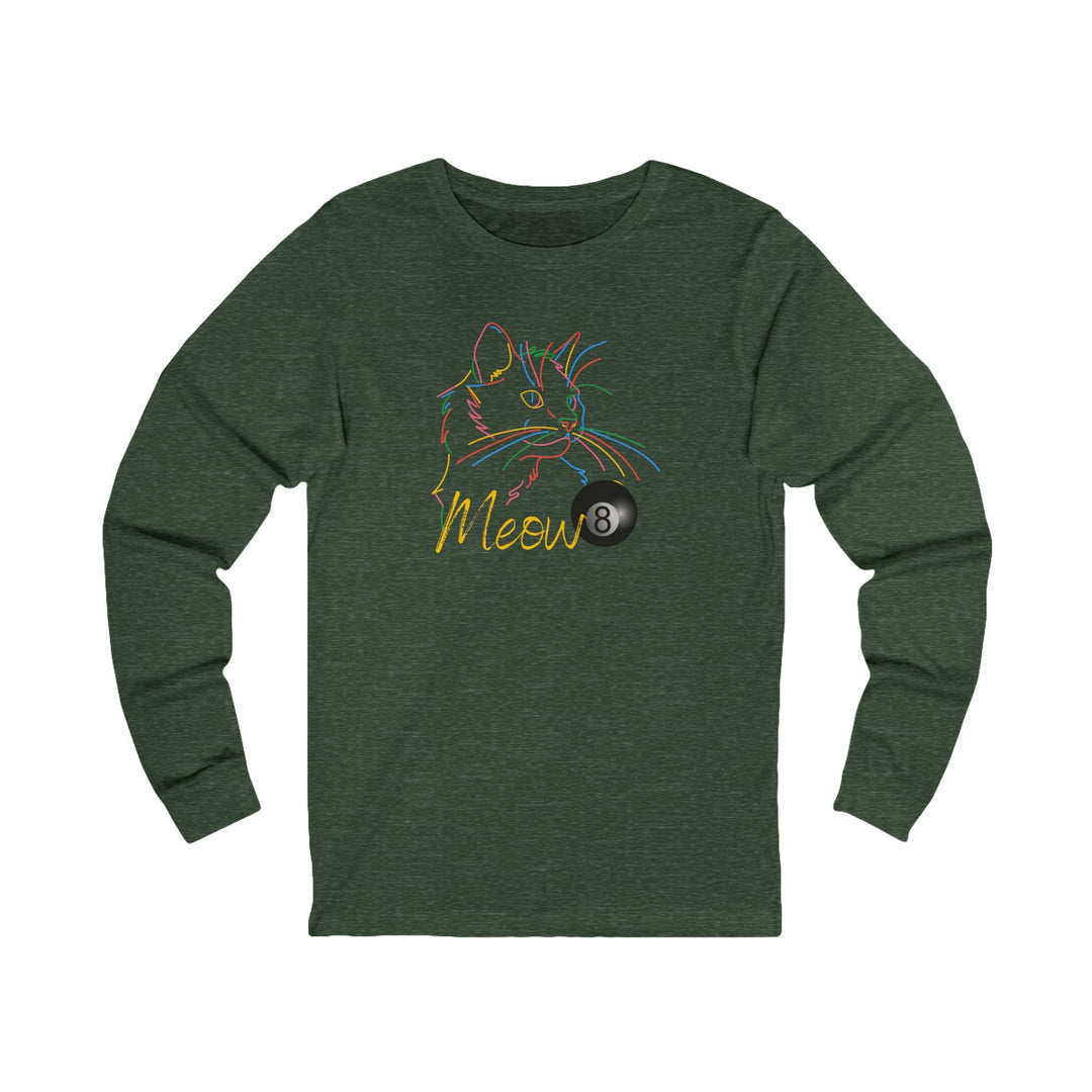 Meow - Neon 8 Ball Cat - Unisex Long Sleeve Tee - BFLY BILLIARDS
