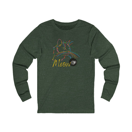 Meow - Neon 8 Ball Cat - Unisex Long Sleeve Tee - BFLY BILLIARDS