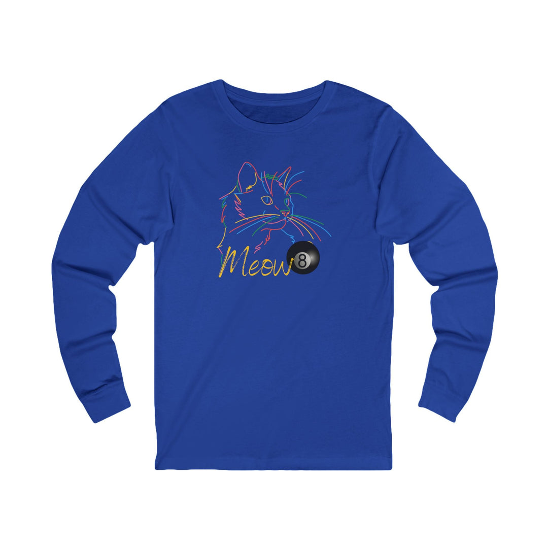 Meow - Neon 8 Ball Cat - Unisex Long Sleeve Tee - BFLY BILLIARDS