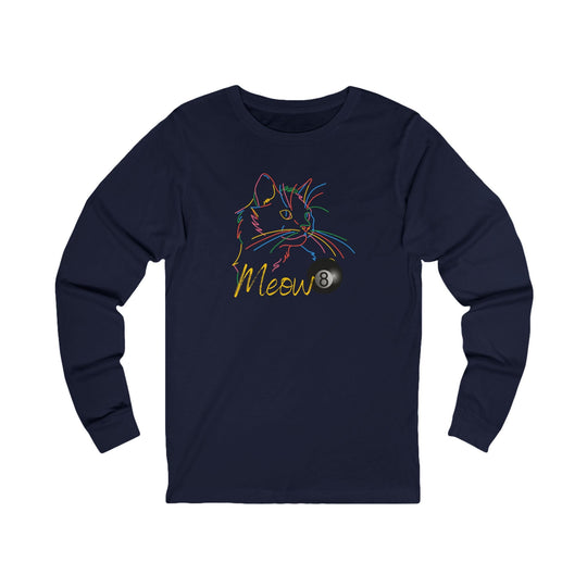 Meow - Neon 8 Ball Cat - Unisex Long Sleeve Tee - BFLY BILLIARDS