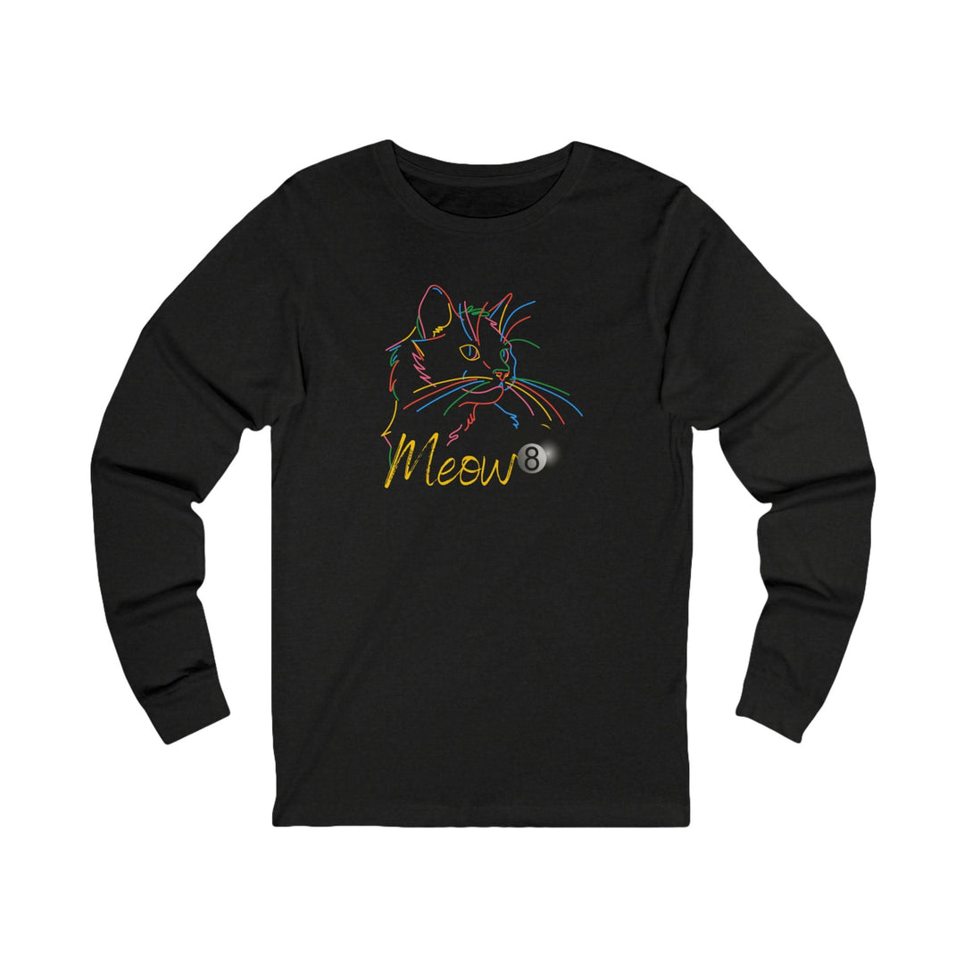 Meow - Neon 8 Ball Cat - Unisex Long Sleeve Tee - BFLY BILLIARDS