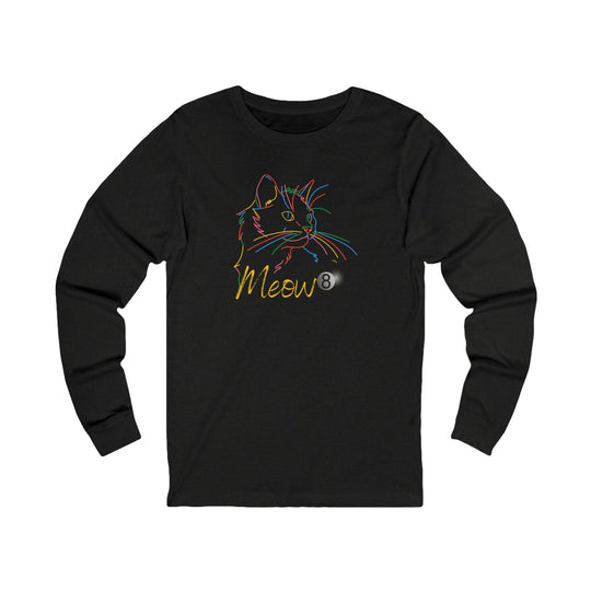 Meow - Neon 8 Ball Cat - Unisex Long Sleeve Tee - BFLY BILLIARDS