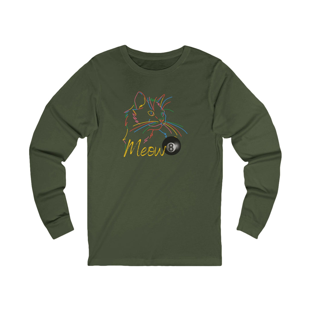 Meow - Neon 8 Ball Cat - Unisex Long Sleeve Tee - BFLY BILLIARDS
