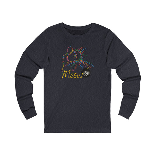 Meow - Neon 8 Ball Cat - Unisex Long Sleeve Tee - BFLY BILLIARDS