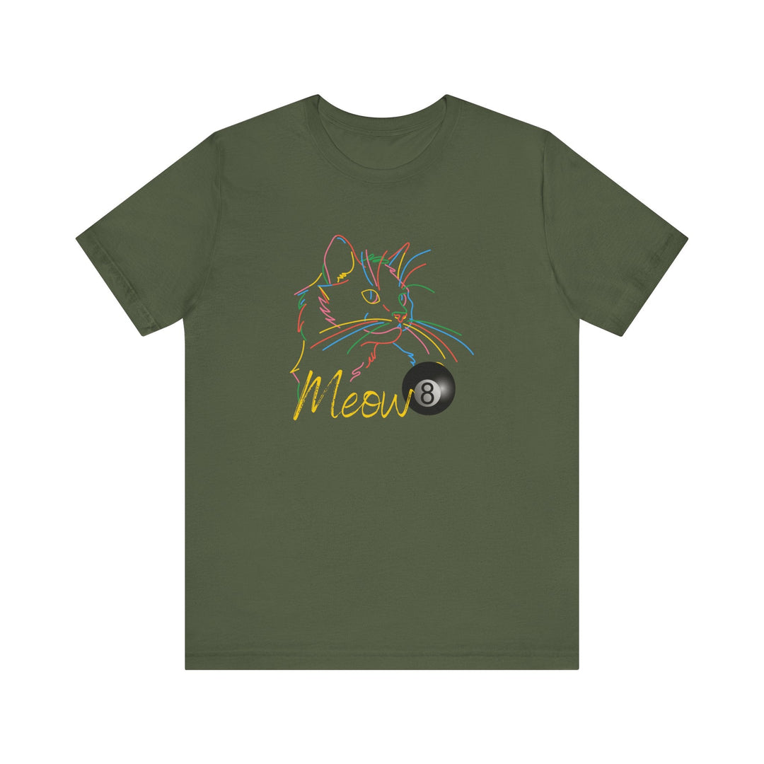 Meow - Neon 8 Ball Cat - Unisex Softstyle Tee - BFLY BILLIARDS