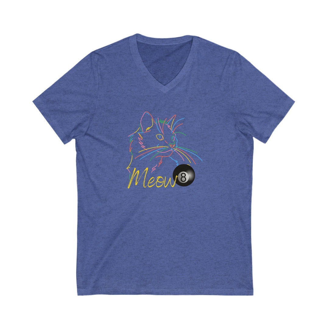 Meow - Neon 8 Ball Cat - Unisex V - Neck Tee - BFLY BILLIARDS