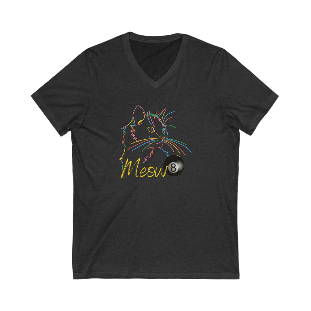 Meow - Neon 8 Ball Cat - Unisex V - Neck Tee - BFLY BILLIARDS