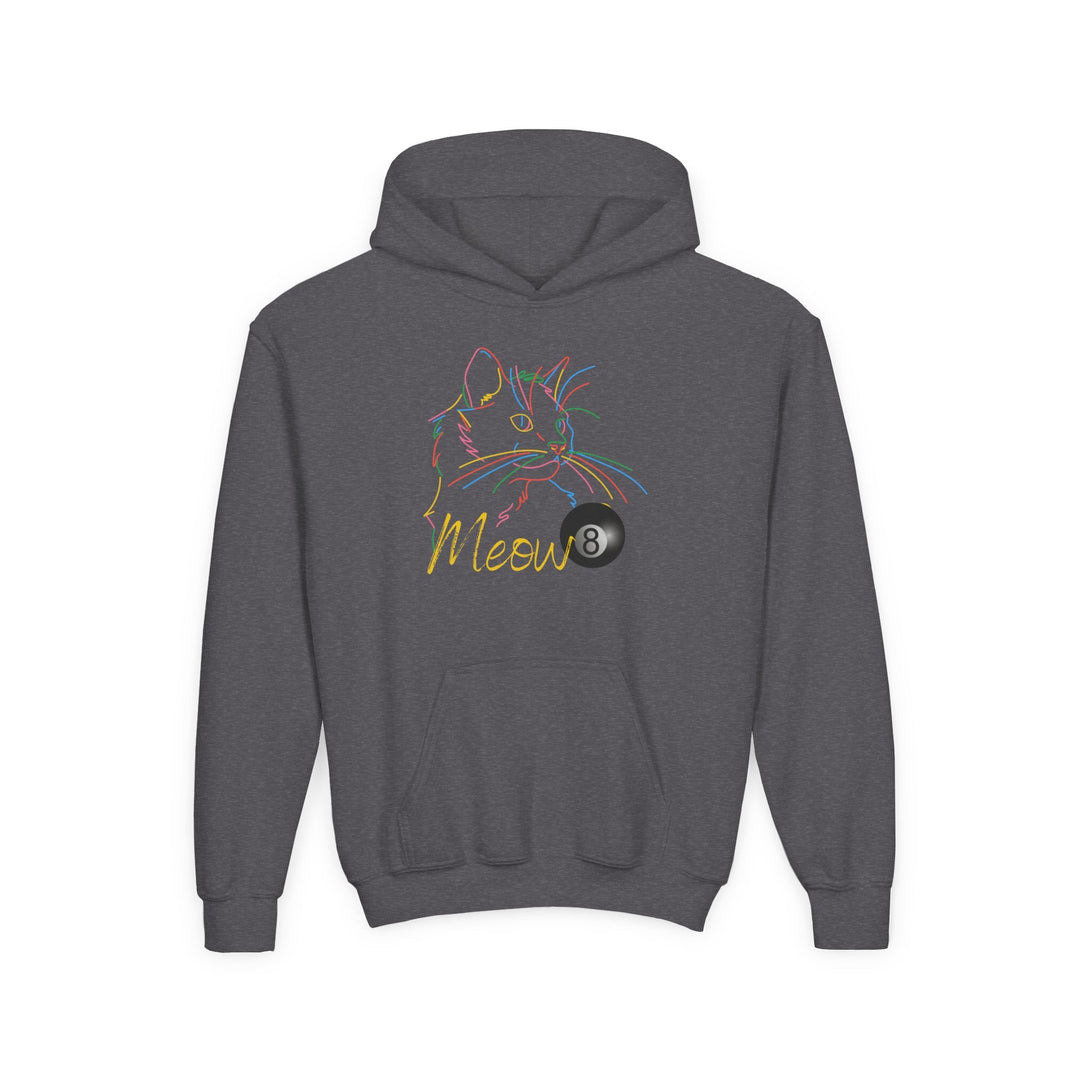 Meow - Neon 8 Ball Cat - Unisex Youth Pullover Hoodie - BFLY BILLIARDS