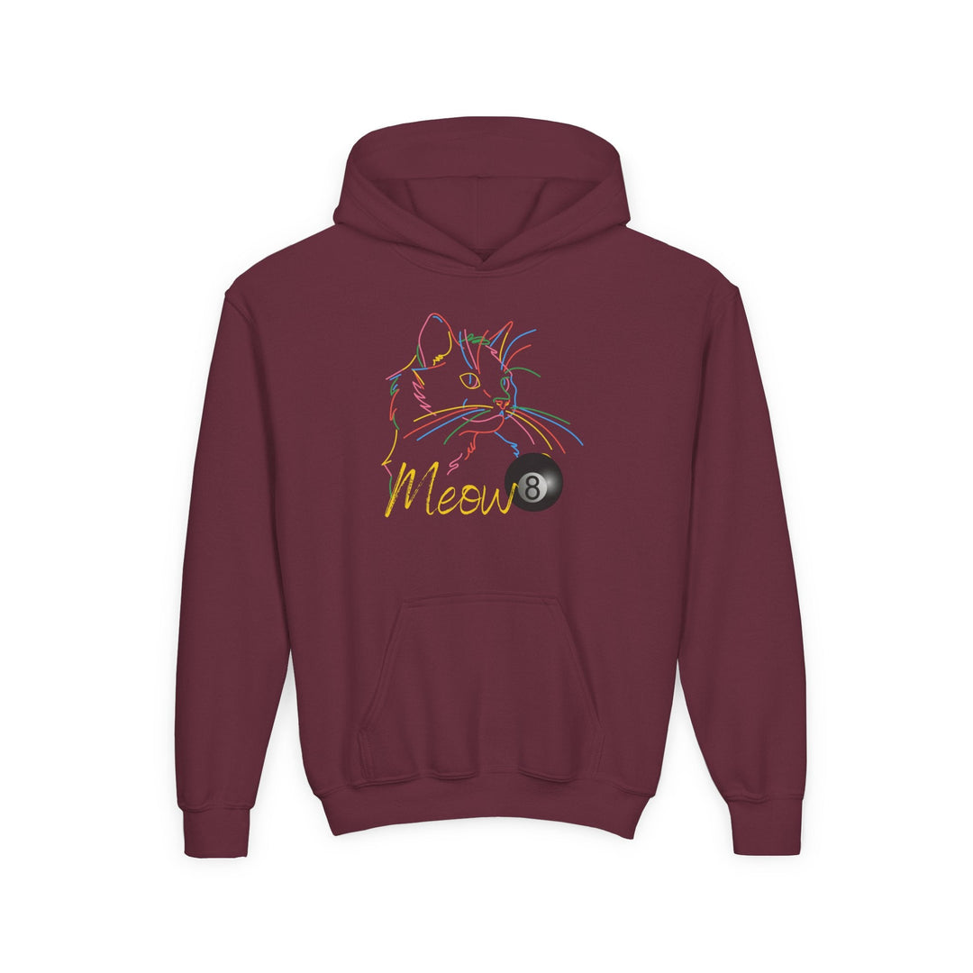 Meow - Neon 8 Ball Cat - Unisex Youth Pullover Hoodie - BFLY BILLIARDS