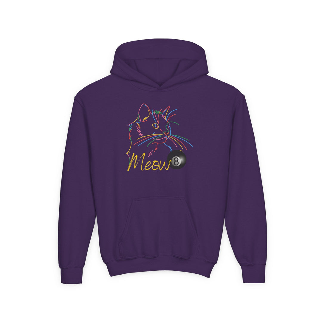 Meow - Neon 8 Ball Cat - Unisex Youth Pullover Hoodie - BFLY BILLIARDS