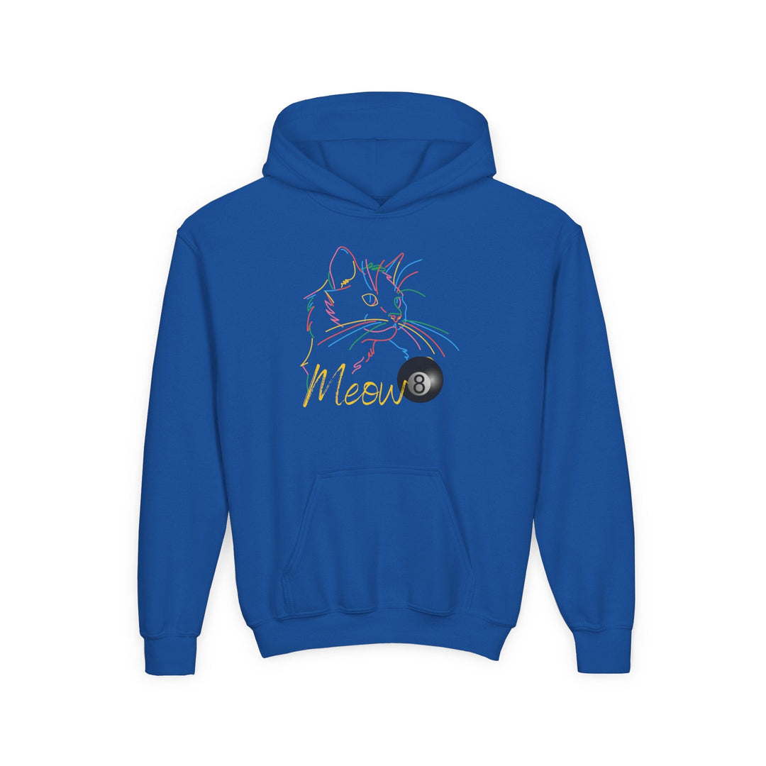 Meow - Neon 8 Ball Cat - Unisex Youth Pullover Hoodie - BFLY BILLIARDS