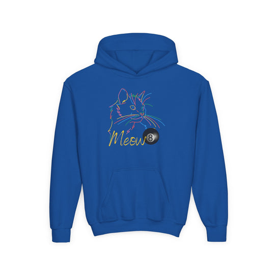 Meow - Neon 8 Ball Cat - Unisex Youth Pullover Hoodie - BFLY BILLIARDS