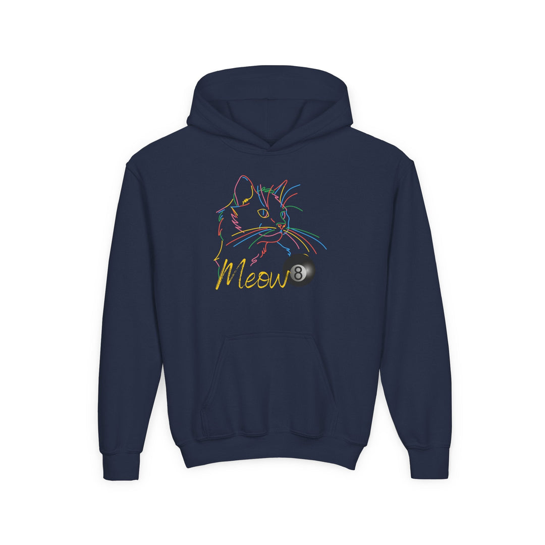 Meow - Neon 8 Ball Cat - Unisex Youth Pullover Hoodie - BFLY BILLIARDS