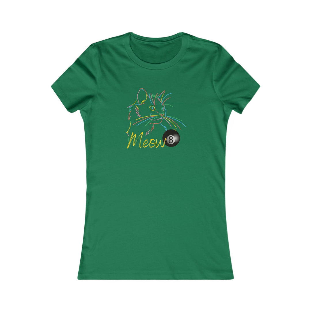 Meow - Neon 8 Ball Cat - Women's Fitted Tee - BFLY BILLIARDS