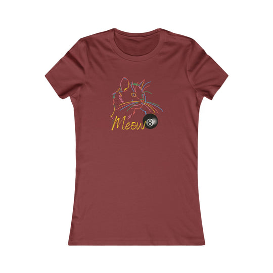 Meow - Neon 8 Ball Cat - Women's Fitted Tee - BFLY BILLIARDS