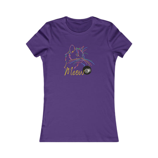 Meow - Neon 8 Ball Cat - Women's Fitted Tee - BFLY BILLIARDS