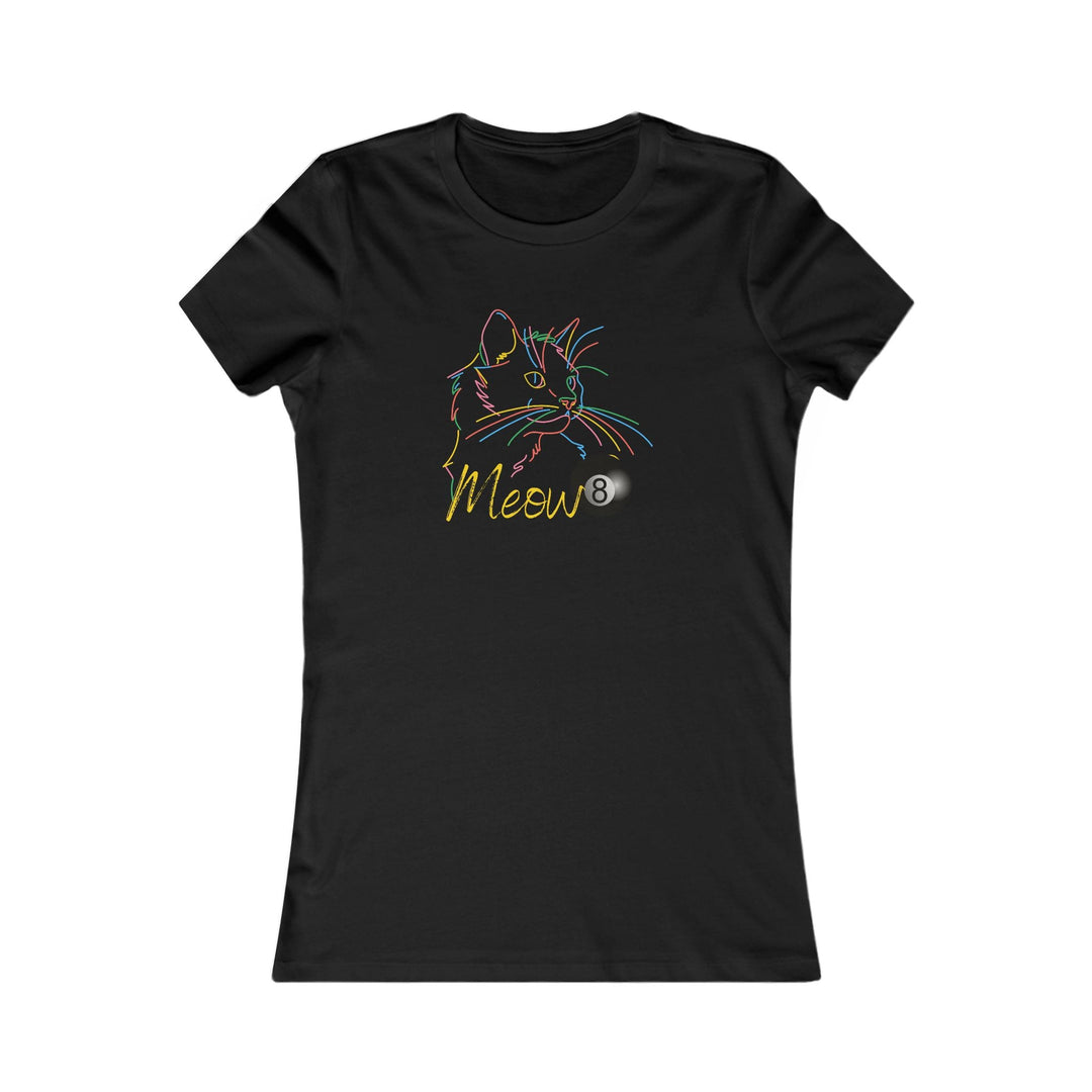 Meow - Neon 8 Ball Cat - Women's Fitted Tee - BFLY BILLIARDS