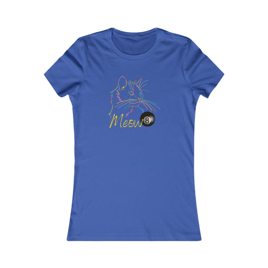 Meow - Neon 8 Ball Cat - Women's Fitted Tee - BFLY BILLIARDS