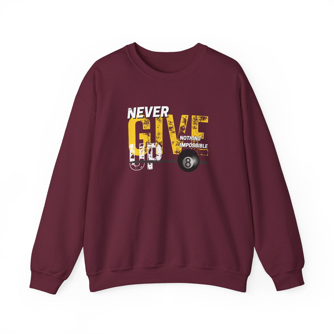 Never Give Up - 8 Ball - Crewneck Sweatshirt - BFLY BILLIARDS