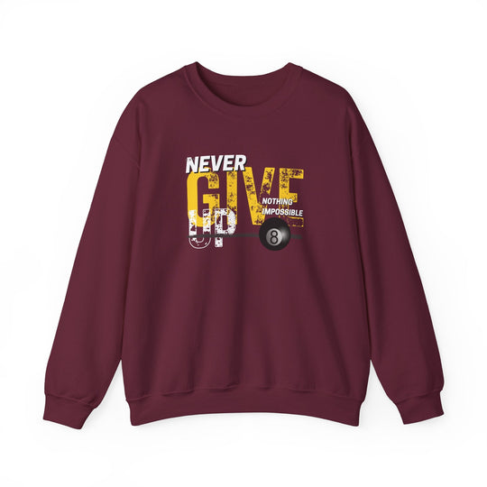Never Give Up - 8 Ball - Crewneck Sweatshirt - BFLY BILLIARDS