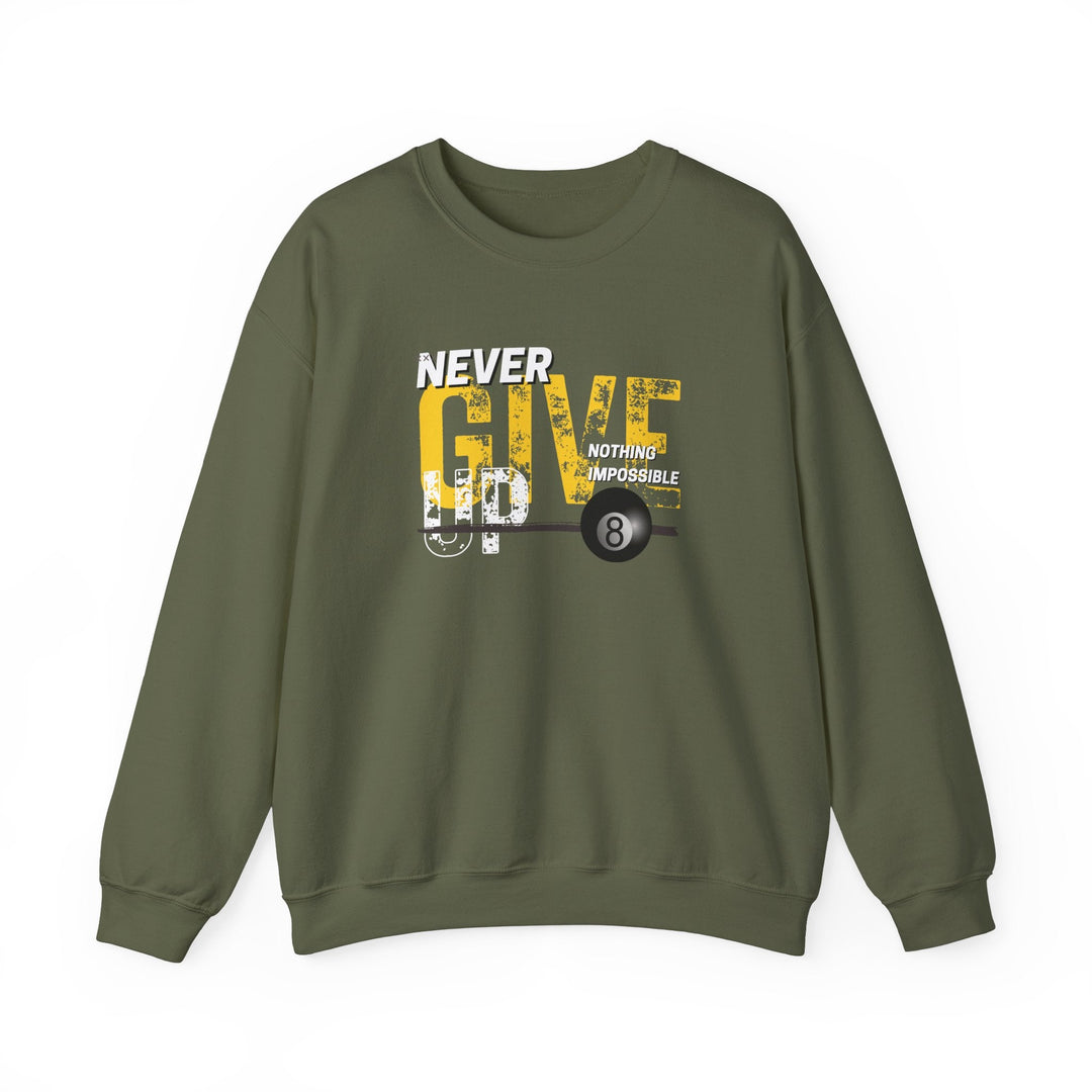 Never Give Up - 8 Ball - Crewneck Sweatshirt - BFLY BILLIARDS