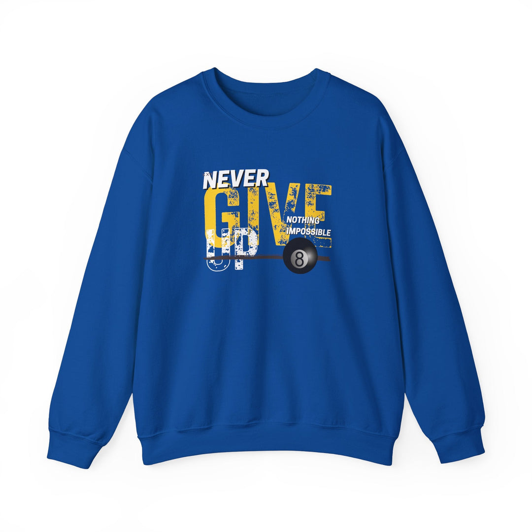 Never Give Up - 8 Ball - Crewneck Sweatshirt - BFLY BILLIARDS