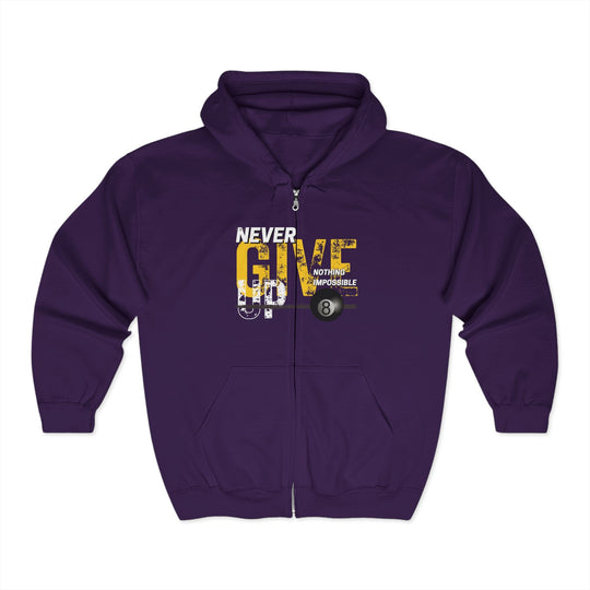 Never Give Up - 8 Ball - Full Zip Hoodie - BFLY BILLIARDS