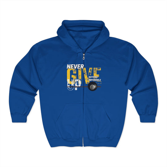 Never Give Up - 8 Ball - Full Zip Hoodie - BFLY BILLIARDS