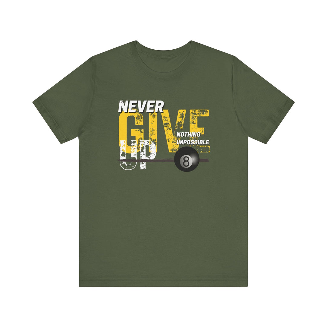 Never Give Up - 8 Ball - Unisex Softstyle Tee - BFLY BILLIARDS