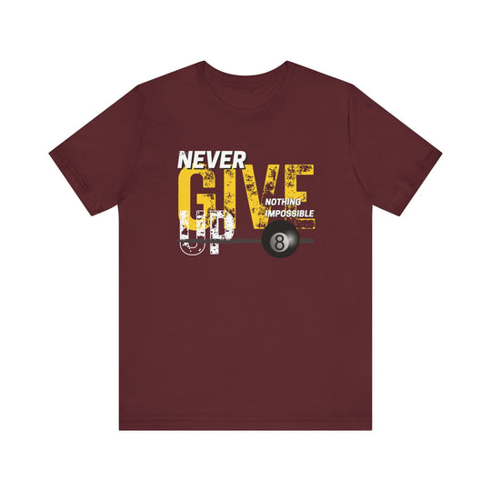 Never Give Up - 8 Ball - Unisex Softstyle Tee - BFLY BILLIARDS