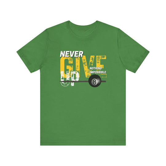 Never Give Up - 8 Ball - Unisex Softstyle Tee - BFLY BILLIARDS