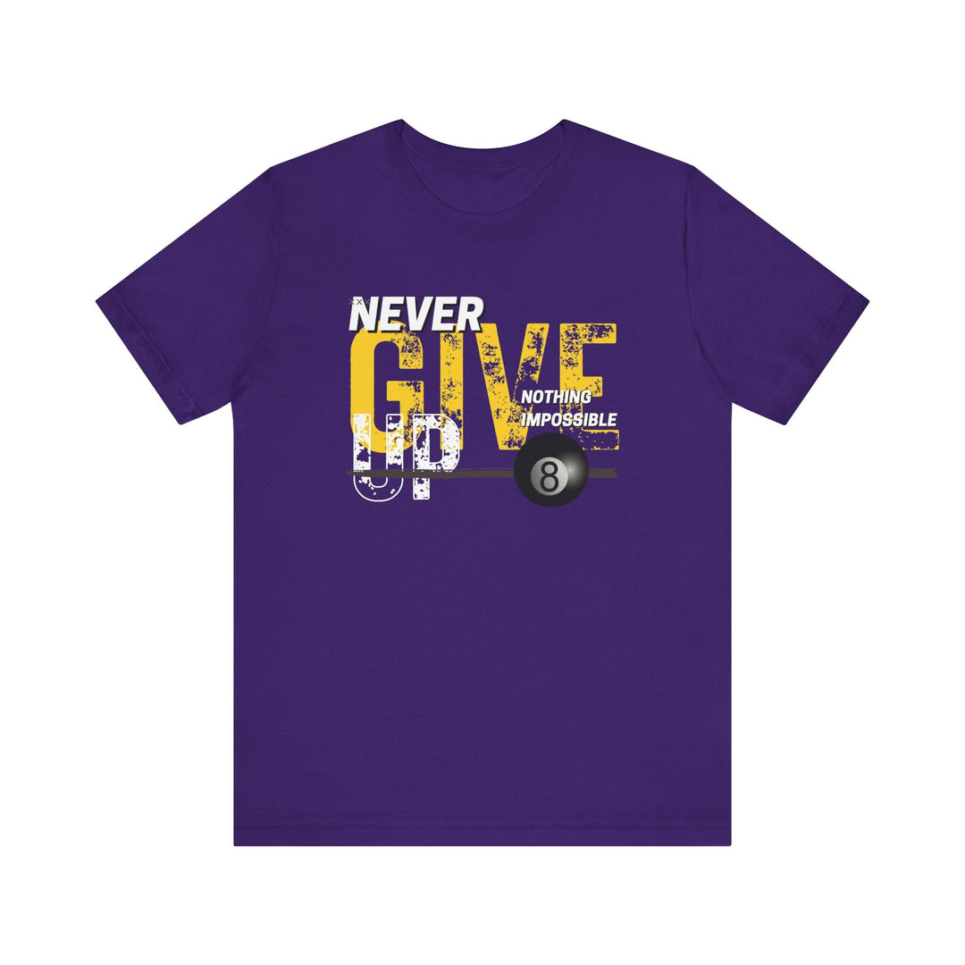 Never Give Up - 8 Ball - Unisex Softstyle Tee - BFLY BILLIARDS
