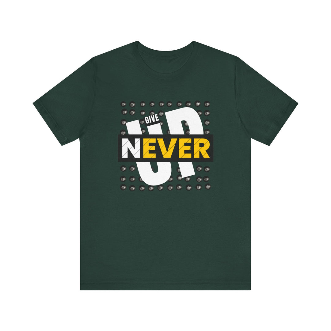 Never Give Up - 8 Ball - Unisex Softstyle Tee - BFLY BILLIARDS