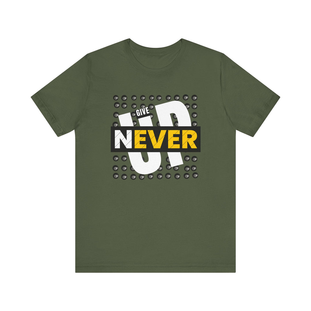 Never Give Up - 8 Ball - Unisex Softstyle Tee - BFLY BILLIARDS