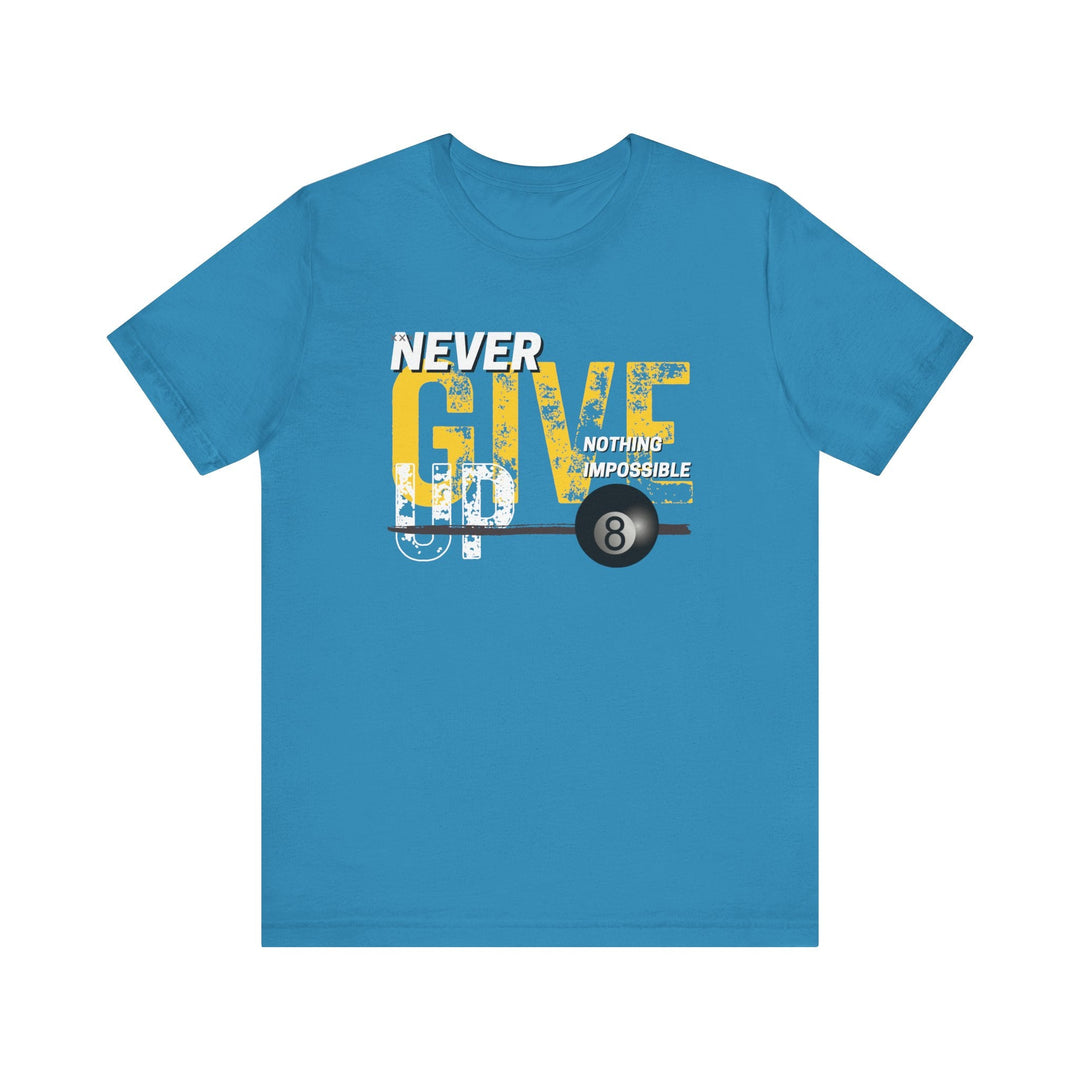 Never Give Up - 8 Ball - Unisex Softstyle Tee - BFLY BILLIARDS