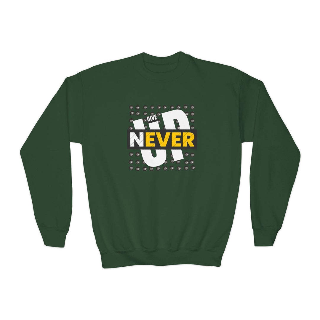 Never Give Up - 8 Ball - Unisex Youth Crewneck Sweatshirt - BFLY BILLIARDS